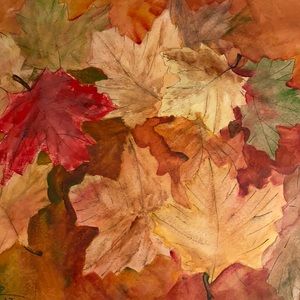 Original Watercolor 16x20 Autumn Leaves